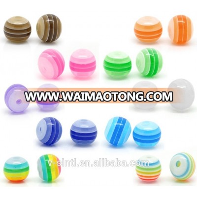 Wholesale DIY 6mm Colorful Mixed Striped Round Resin Spacer Beads for Jewelry Making