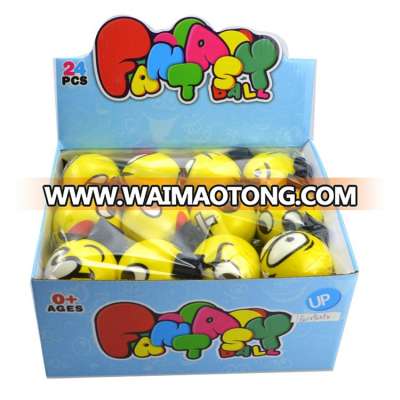 PU smiley face ball elastic strap emoji toy ball yellow toy ball with Rope