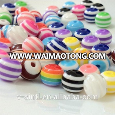 DIY Handmade 8MM Mixed Color Stripe Resin Beads Jewelry Accessories