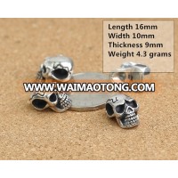 Hot!!! Antique silver big hole 16*10mm size skull beads for DIY